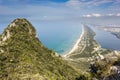 View of beach, lake and clear sea from Mount Circeo Royalty Free Stock Photo