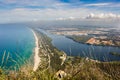 View of beach, lake and clear sea from Mount Circeo Royalty Free Stock Photo