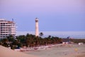 View on the beach of Morro Jable on the sunset, on the Canary Island Fuerteventura