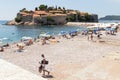 View of the beach near the picturesque famous St. Stephen Island on a sunny summer day