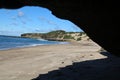 View of the beach at Norah Head from Inside a Cave Royalty Free Stock Photo