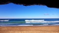 View of the beach at Norah Head from Inside a Cave Royalty Free Stock Photo
