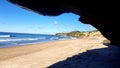 View of the beach at Norah Head from Inside a Cave Royalty Free Stock Photo