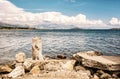 View from the beach Pantan, Trogir, yellow filter Royalty Free Stock Photo