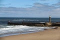 The Beach and Pier At Whitby, North Yorkshire, England Royalty Free Stock Photo