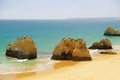 View on the beach Praia da Rocha in Portimao in Algarve, Portugal Royalty Free Stock Photo