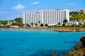 View on the beach Son Bou on the Balearic Island Menorca, Spain Royalty Free Stock Photo