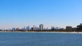 View at the beach of St. Kilda and skyline of Melbourne from St. Kilda Pier, Australia