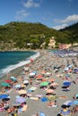 View of the beach at summer. Bonassola. La Spezia province. Liguria. Italy
