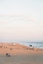 View of the beach at sunset in Huntington Beach, Orange County, California