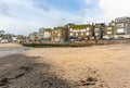 View from the beach towards St Ives, at Low Tide in North Cornwall, UK Royalty Free Stock Photo