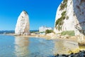 View beach of Vieste with Pizzomunno rock, Gargano coast, Apulia, South of Italy