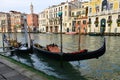 View of beatiful gondolas in Grand Canal in Venice. Royalty Free Stock Photo