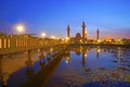 View of beautiful Ampuan Jemaah Mosque during sunrise. Royalty Free Stock Photo