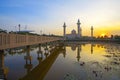 View of beautiful Ampuan Jemaah Mosque during sunrise. Royalty Free Stock Photo