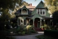 A view of the beautiful architecture of a Victorian house in Oregon. Royalty Free Stock Photo