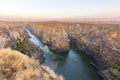 View of beautiful Batoka Gorge on the Zambezi River and a clear blue sky in the background, Zimbabwe