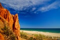 View on the beautiful beach the Praia da Rocha Baixinha Nascente. Region Faro, Algarve, Portugal Royalty Free Stock Photo