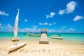 Beautiful exotic beach in Trou aux Biches, Mauritius Royalty Free Stock Photo