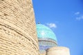 View of the beautiful blue dome of The Mosque Kalyan. One of the oldest and largest Mosque in Central Asia. Main cathedral mosque Royalty Free Stock Photo