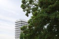 View of beautiful building, green trees and street lamp outdoors Royalty Free Stock Photo