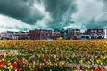 View on the beautiful buildings facades on the central square in Delft city, Netherland Royalty Free Stock Photo