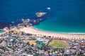 View of beautiful Camps Bay beach from top of Table Mountain