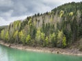 View of beautiful colorful forest of Tara mountain and Zaovine l