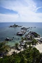 View the beautiful galangal island from the Belitung lighthouse Indonesia