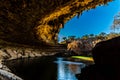 A View of Beautiful Hamilton Pool, Texas, in the Fall, inside the Grotto of the Sinkhole Royalty Free Stock Photo