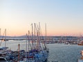 View of the beautiful harbor and boats in Alghero, Sardinia, Italy.