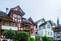 View of beautiful historical houses in the city center of the swiss town Arbon...IMAGE Royalty Free Stock Photo