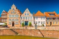 View of beautiful houses in the traditional German architecture style. Stade, Germany Royalty Free Stock Photo