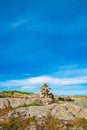 View of beautiful Icelandic Landscape and pyramid from stones, I