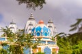 View of the beautiful Indian building, Puttaparthi, Andhra Pradesh, India. Copy space for text.