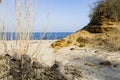 View of the beautiful landscape with the beach and sand dunes, the landscape of the coast.