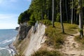 View of the beautiful lime and chalkstone cliffs in Jasmund National Park on Ruegen Island in Germany Royalty Free Stock Photo