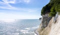 View of the beautiful lime and chalkstone cliffs in Jasmund National Park on Ruegen Island in Germany Royalty Free Stock Photo