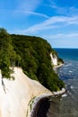 View of the beautiful lime and chalkstone cliffs in Jasmund National Park on Ruegen Island in Germany Royalty Free Stock Photo