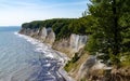 View of the beautiful lime and chalkstone cliffs in Jasmund National Park on Ruegen Island in Germany Royalty Free Stock Photo