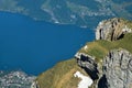 View of the beautiful Lucerne lake Vierwaldstattersee from the top of the mount Pilatus Royalty Free Stock Photo