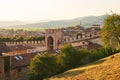 View of beautiful medieval town of Soave, Italy from the castle hill