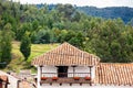 View of the beautiful mountains and houses of the small town of Tibasosa in the region of Boyaca in Colombia Royalty Free Stock Photo