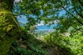 View of the beautiful nature on the path to the giant bench in Rogno Royalty Free Stock Photo