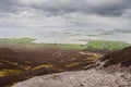 View on beautiful nature scene with ocean and many small islands from a hiking trail to Croagh Patrick, Westport, county Mayo, Royalty Free Stock Photo