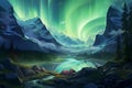 View of the beautiful northern lights. Generative AI