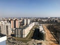 View of the beautiful panorama of the city with the roofs of large tall buildings of buildings of skyscrapers of new buildings Royalty Free Stock Photo