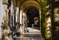 View of the beautiful arcades or colonnades in the Mirogoj Cemetery in Zagreb, Croatia
