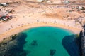 View of the beautiful Playa Chica Beach, El Cotillo, Fuerteventura, Canary Islands, Spain. White sand beach and turquoise blue Royalty Free Stock Photo