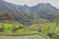 View of beautiful rice terraces in Batad and huge mountains Royalty Free Stock Photo